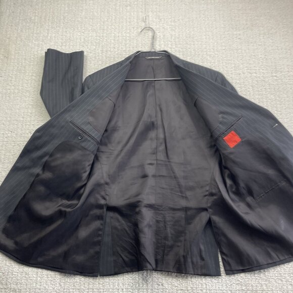 Saks Fifth Avenue Napoli CT Suit 42S Wool Blazer + 36S Pants Black W Chalk Line - Picture 12 of 16